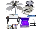 Manual Screen Printer - 6 color 6 station screen printing equipment full set with flash dryer tunnel dryer exposure machine